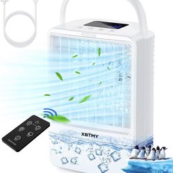 Portable Air Conditioner Quiet Fan with Remote Control, 4000mAh USB Rechargeable Mini AC Evaporative Cooler, Anti-Leak Cooling With 3 Speeds For Home