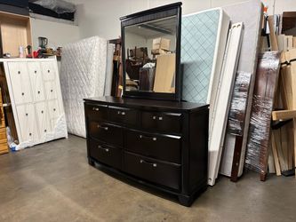 Dark Wood Dresser with Mirror