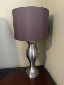 Brushed Nickel Table Lamp with Gray Shade