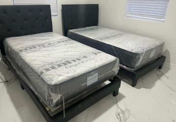 NEW MATTRESS TWIN SIZE PLUSH WITH BOX SPRING