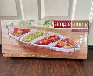 New Simple Dining 4 Section Server with Metal Stand