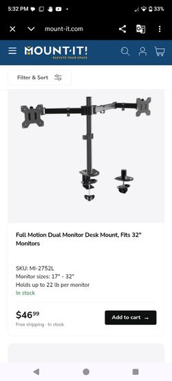 Dual monitor desk mount