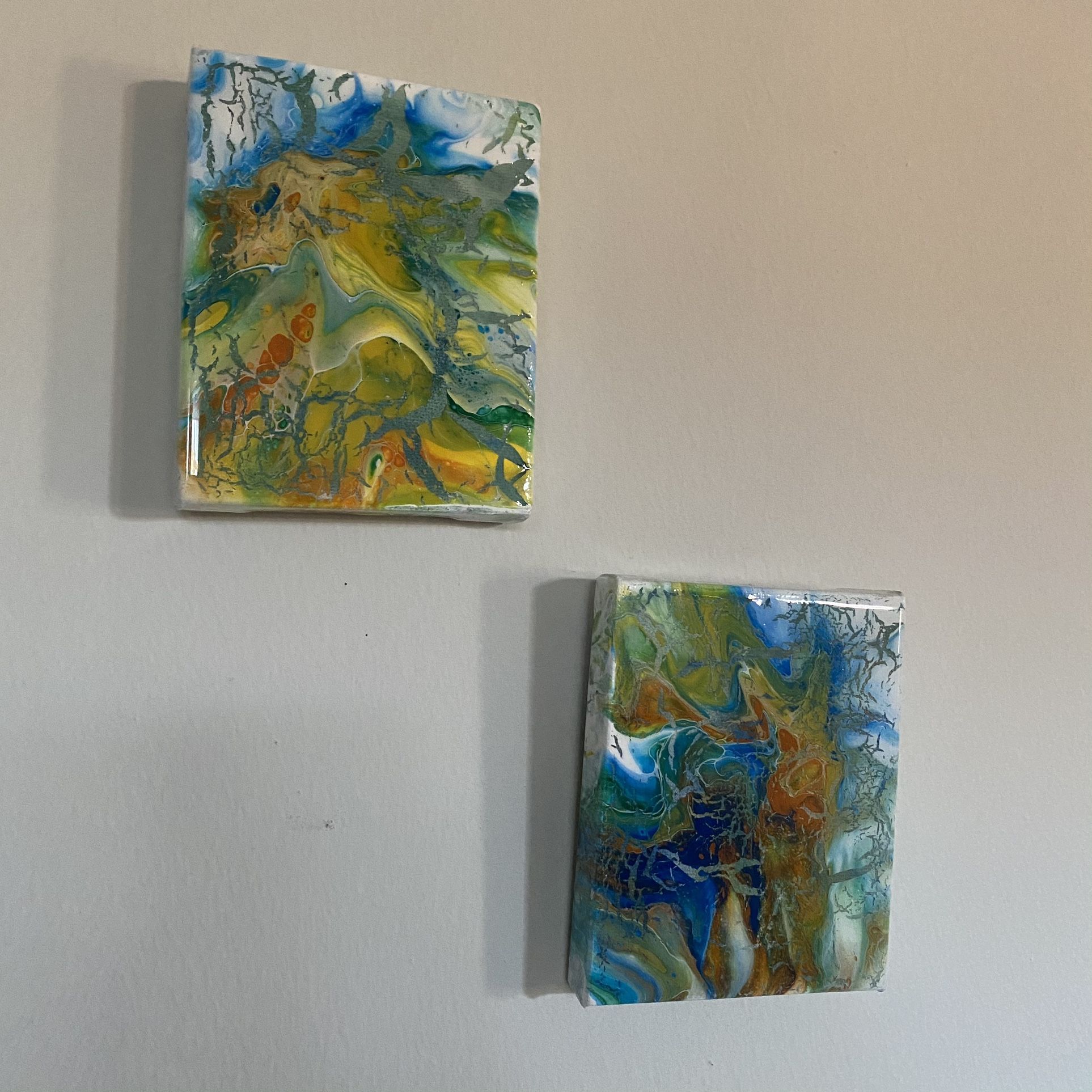 Set Of 2 Paintings by local artist. Sealed with resin.
