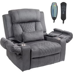 A97abc New Power Lift Recliner 28-Inch Wide Seat – Lay Flat Lift Chair with Heat Massage and cup holder.