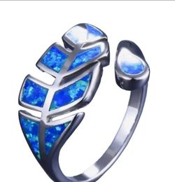 925 Sterling Silver fire Blue Opal Adjustable Ring   RN G53