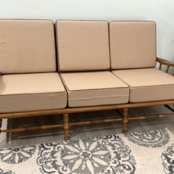 Classic Wooden Spindle Sofa- Brand New Cushions And Cover 