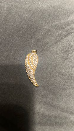 Gold Angel Wing Pendant with Stones