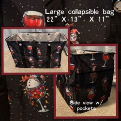 Large Collapsible Tote Bag Christmas Print
