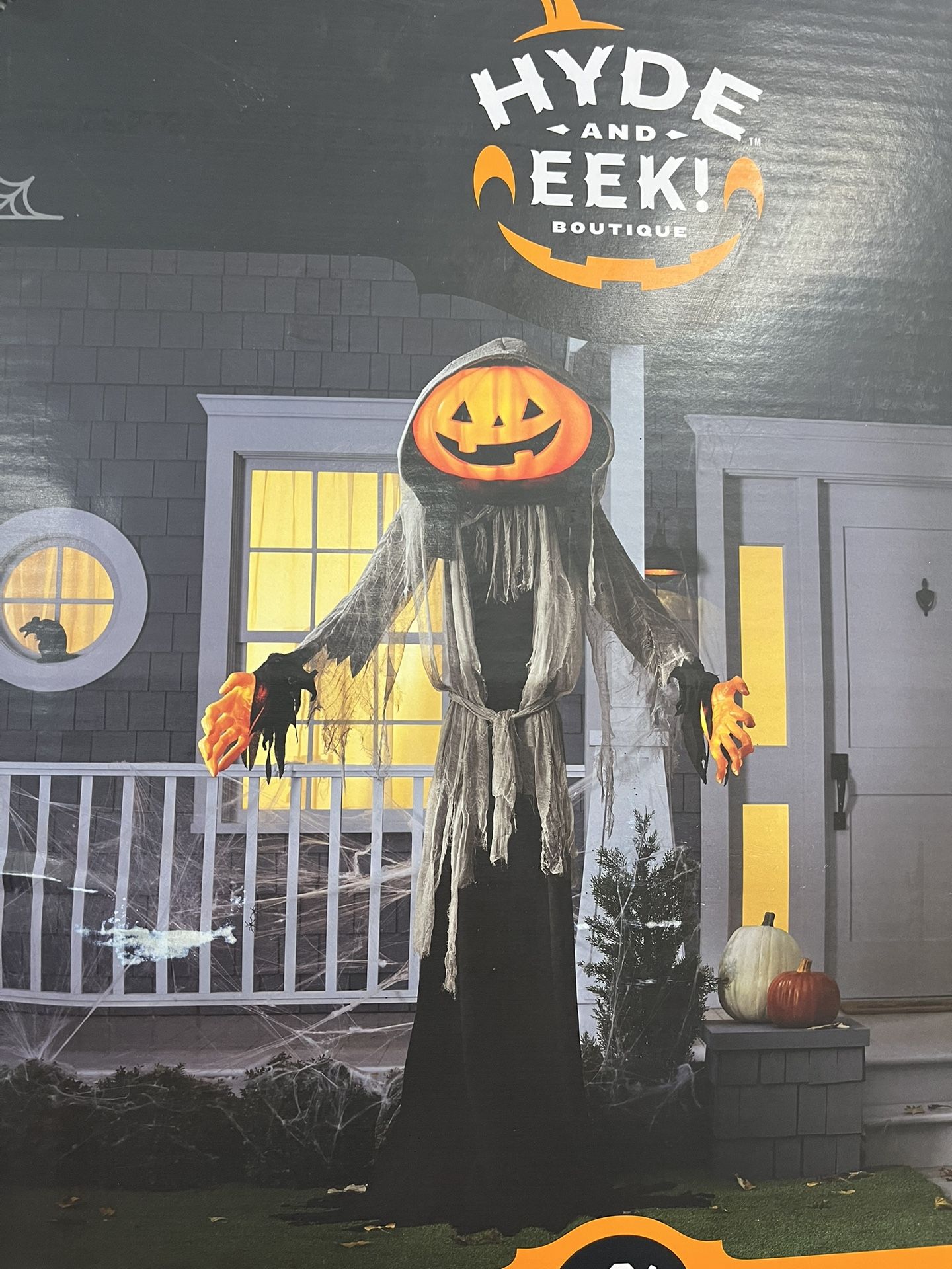 Halloween 8ft Tall LED SOUND AND MOTION ACTIVATED - PUMPKIN GHOUL