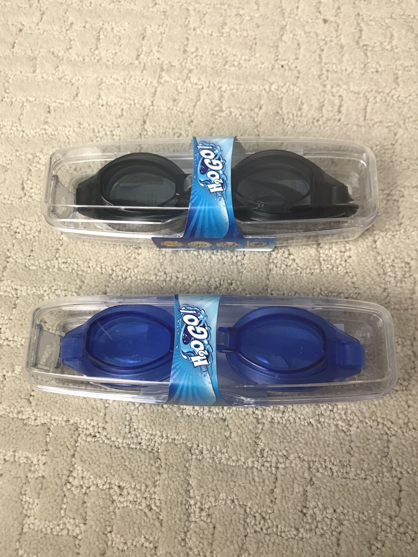 Swim Goggles Adult & Child Sizes TWO PAIRS Latex Free