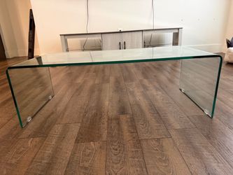 Clear Glass Waterfall Coffee Table