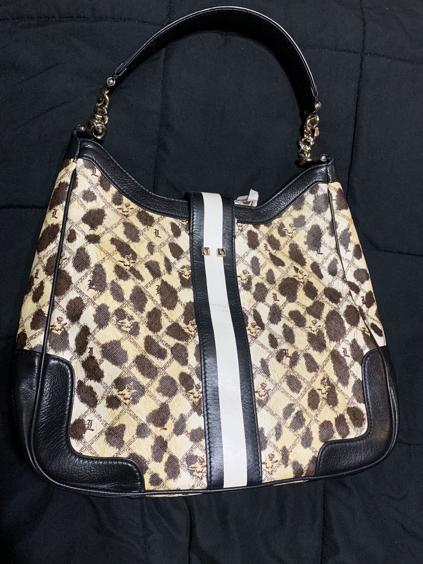L.A.M.B. By Gwen Stefani Heavy Chain Shoulder Leopard Bag