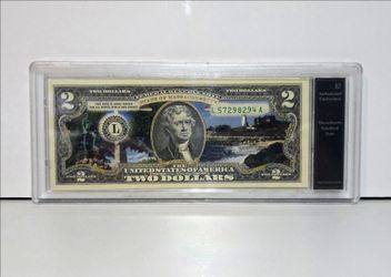Bradford Exchange Massachusetts Statehood $2 Note Uncirculated Colorized Bill