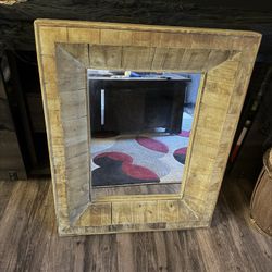 Big Mirror With Wood Frame