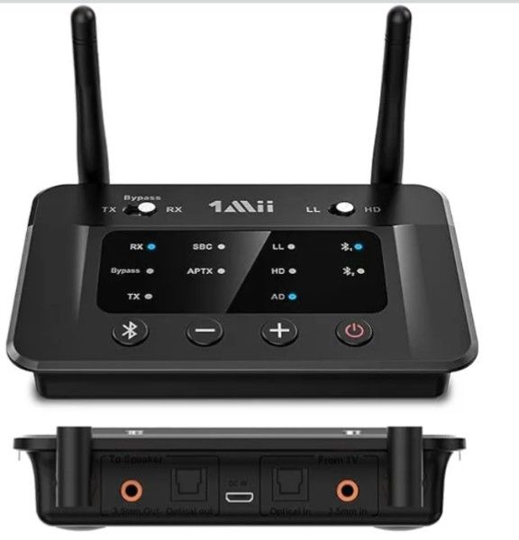 1Mii B03 Bluetooth 5.3 Transmitter Receiver for TV Home Stereo BT Headphones, aptX Low Latency/Adaptive/HD Bluetooth Audio Adapter