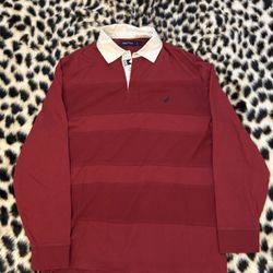 Red Náutica Long Sleeve Polo
