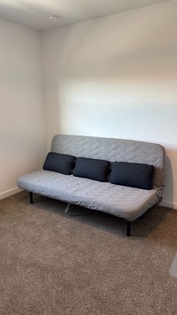 Gray Futon Sleeper Sofa w/ Foam Mattress
