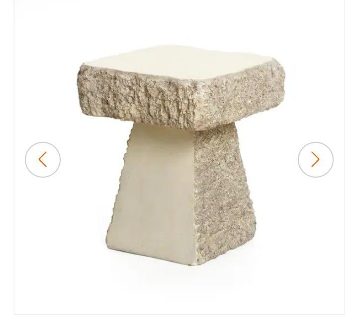 15.2 in. Off White Rock Cement Side Table