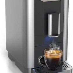 MEROL Super Automatic Espresso Coffee Machine, 19 Bar Barista Pump Coffee Maker with Adjustable Grinder, Touch Screen, Silver