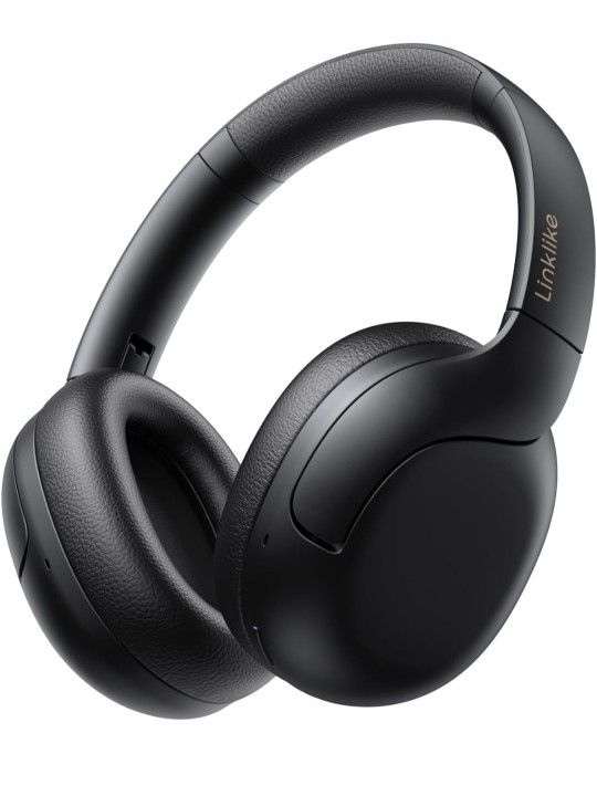 LINKLIKE Active Noise Cancelling Headphones Wireless,Hi-Res Audio Over Ear Bluetooth Headphones Memory Foam Cups,180H Playtime Deep Bass Slide Touch
