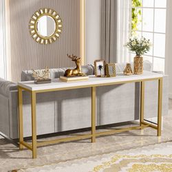 Tribesigns 70.9 inch Extra Long Sofa Table, Modern Gold Console Table Behind Couch, Narrow Entryway Table Skinny Hallway Table for Living Room (Gold a