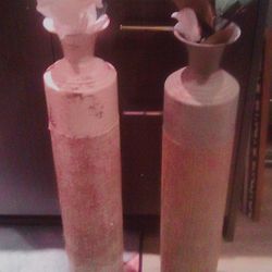 2&1/2 Foot Tin Floor Vases $12-each Or $20-both