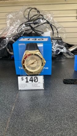 TechnoMarine Gold-Tone Watch with Black Rubber Strap
