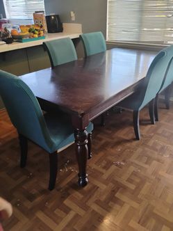 Dining table with six chairs