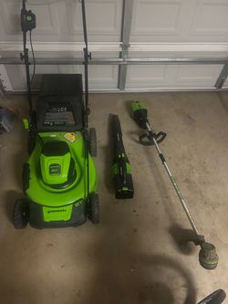 Greenworks 80V 21" Lawn Mower, Blower & String Trimmer Set