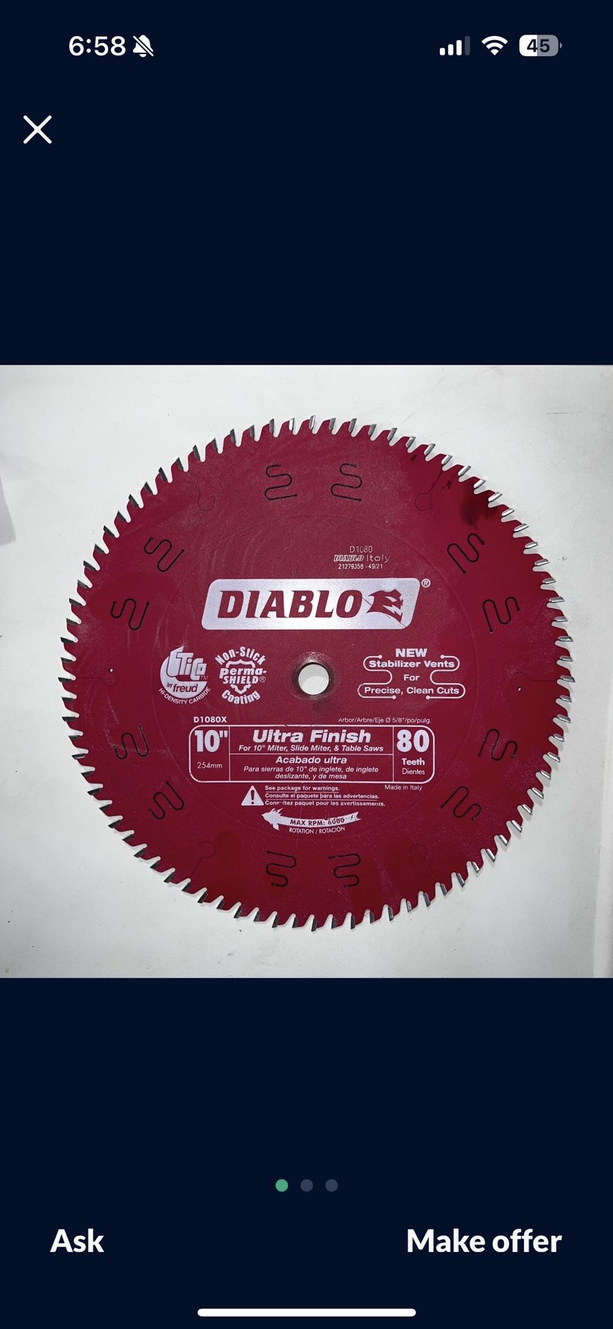 10” Diablo Saw Blade