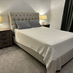 Upholstered Queen Bed Frame + Boxspring