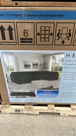 Henredon 6 Piece Fabric Sectional w/ottoman