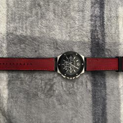 Michael Kors Lennox Chronograph Black and Red Nylon Mens Watch