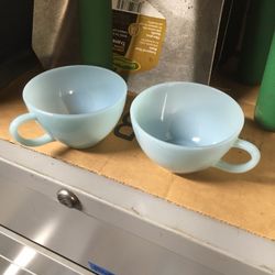 two cups anchor hocking fire king azurite or turqoise turquoise