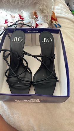 JLO Jennifer Lopez Black Strappy Heeled Sandals