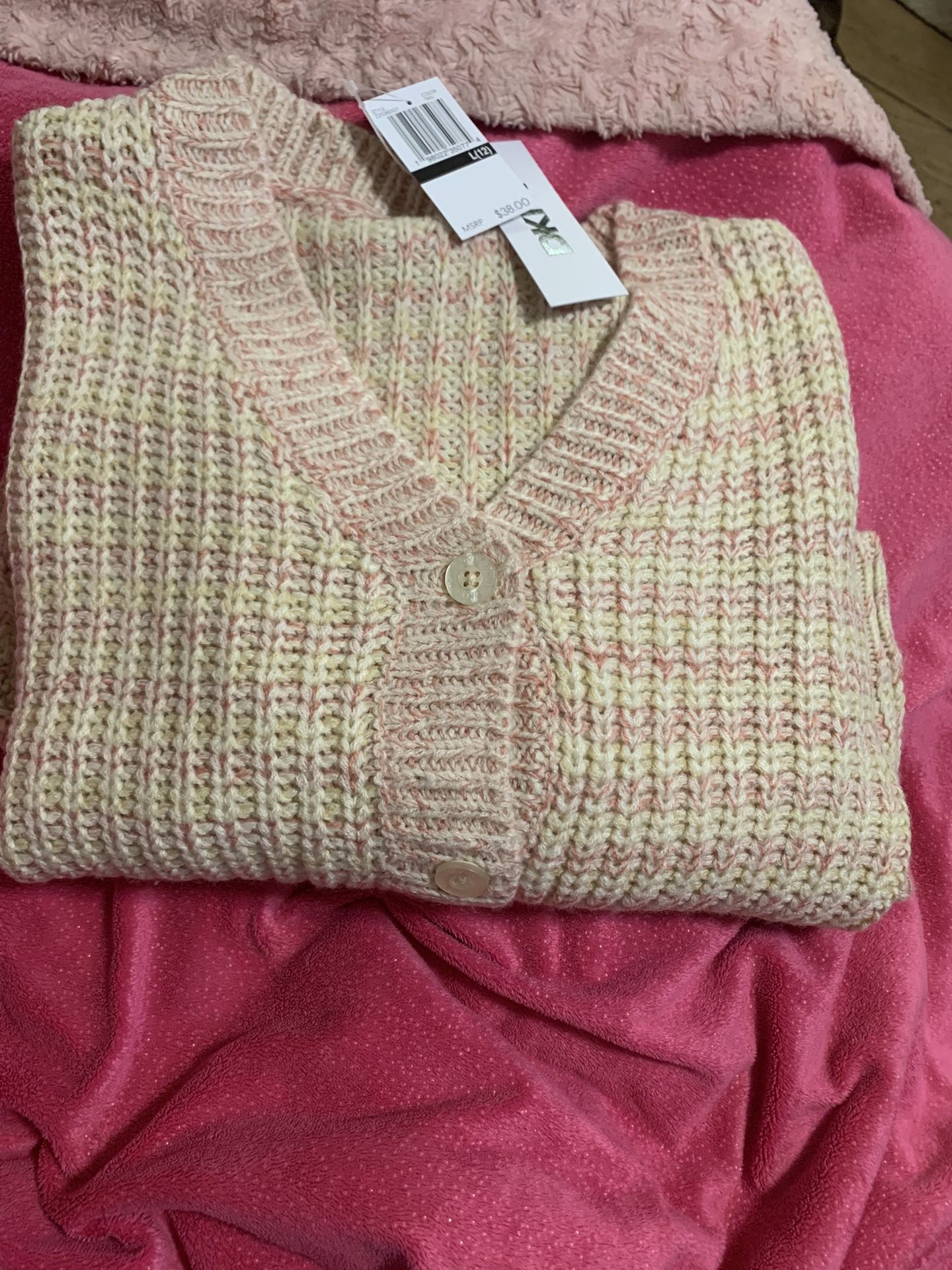 Girls DKNY V Neck Sweater Large (12) Nwt