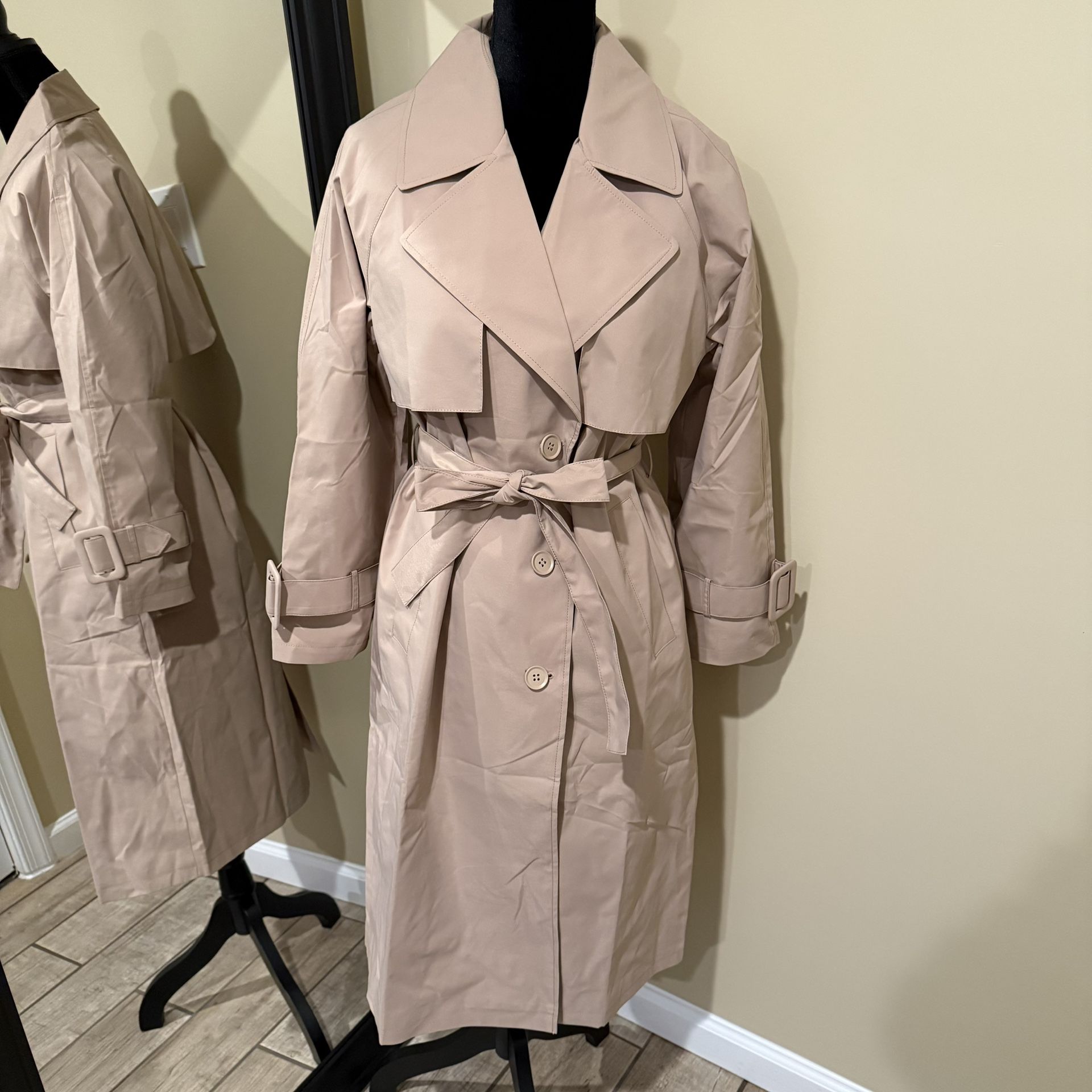 Belted Trench Coat Long Sleeve Coat parka raglan sleeve Rain coat cardigan blaze