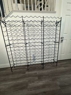 Large Black Metal Wire Wine Rack