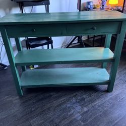 Green Real Wood Console Table With Dressers and Shelves 