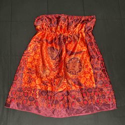 Orange and red satin strapless mini dress/top #festivalvibes