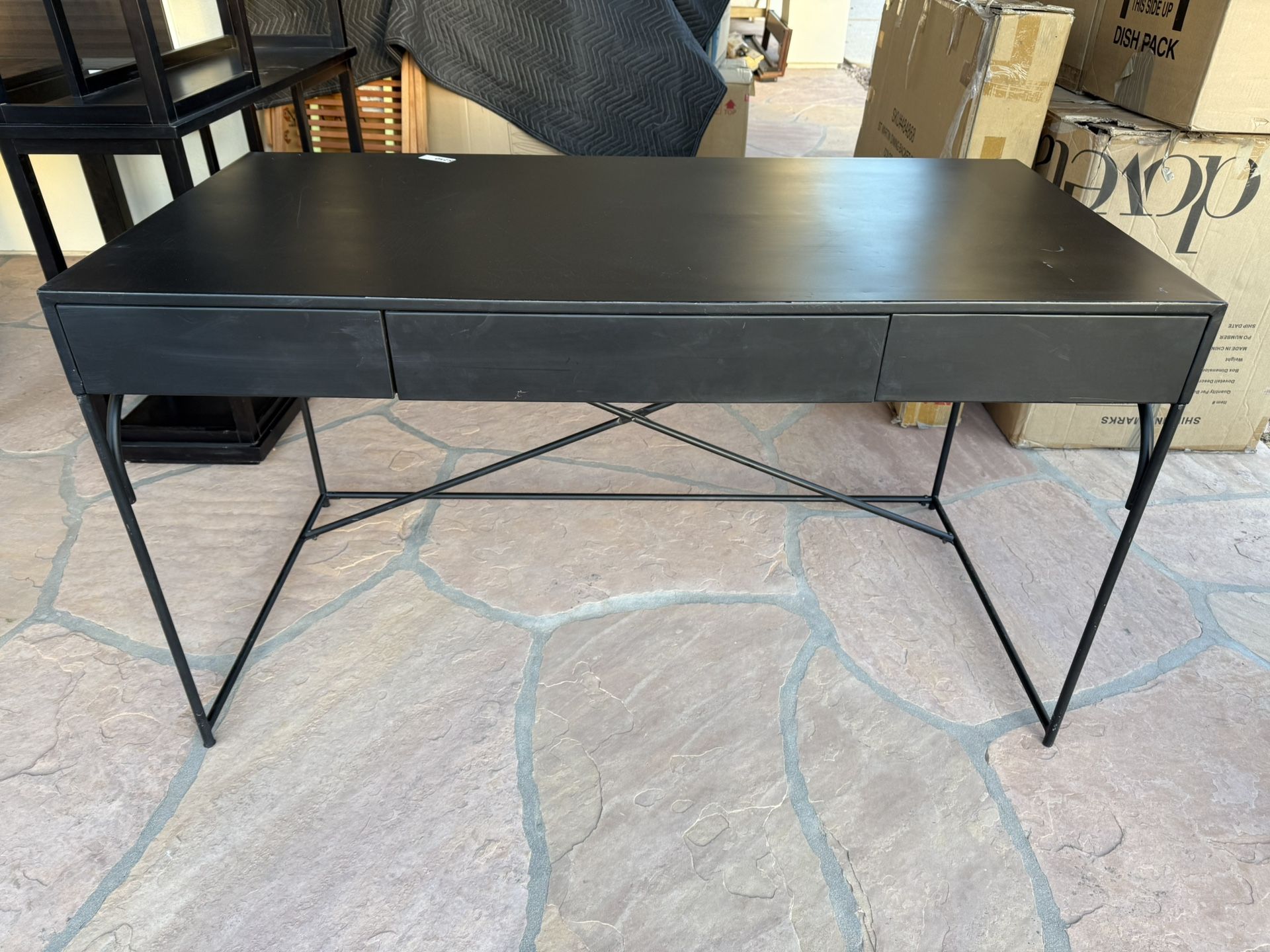 Large Metal Writers Desk, Black