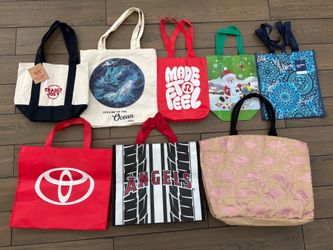 8 tote bag lot - Trader Joe’s Toyota + Angels baseball + Lululemon + more!