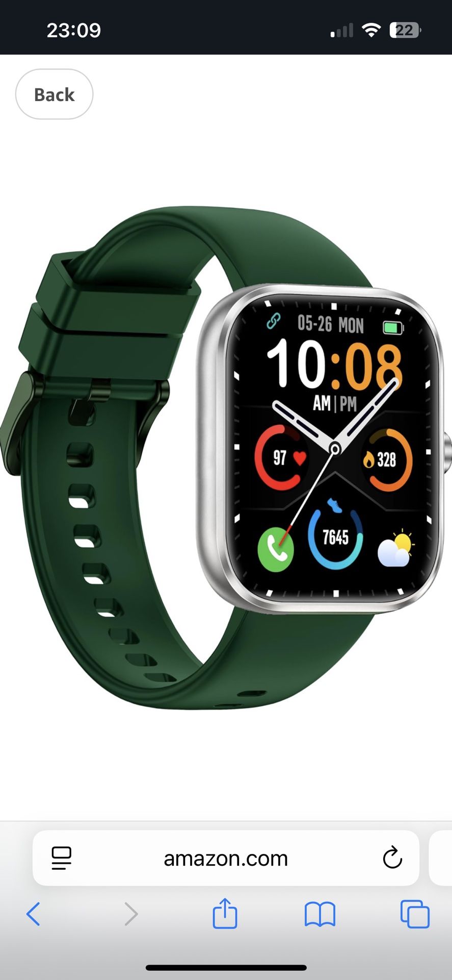 New Smart Watches for Men Women, IP68 Waterproof Watch for Swimming, Green Silver