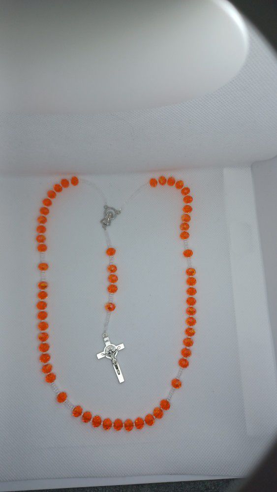 Orange Crystal Beads Rosary 