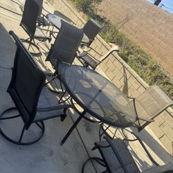Backyard patio Tables Setup 