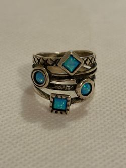 Size 7.25 Sterling Silver Fire Opal Ring