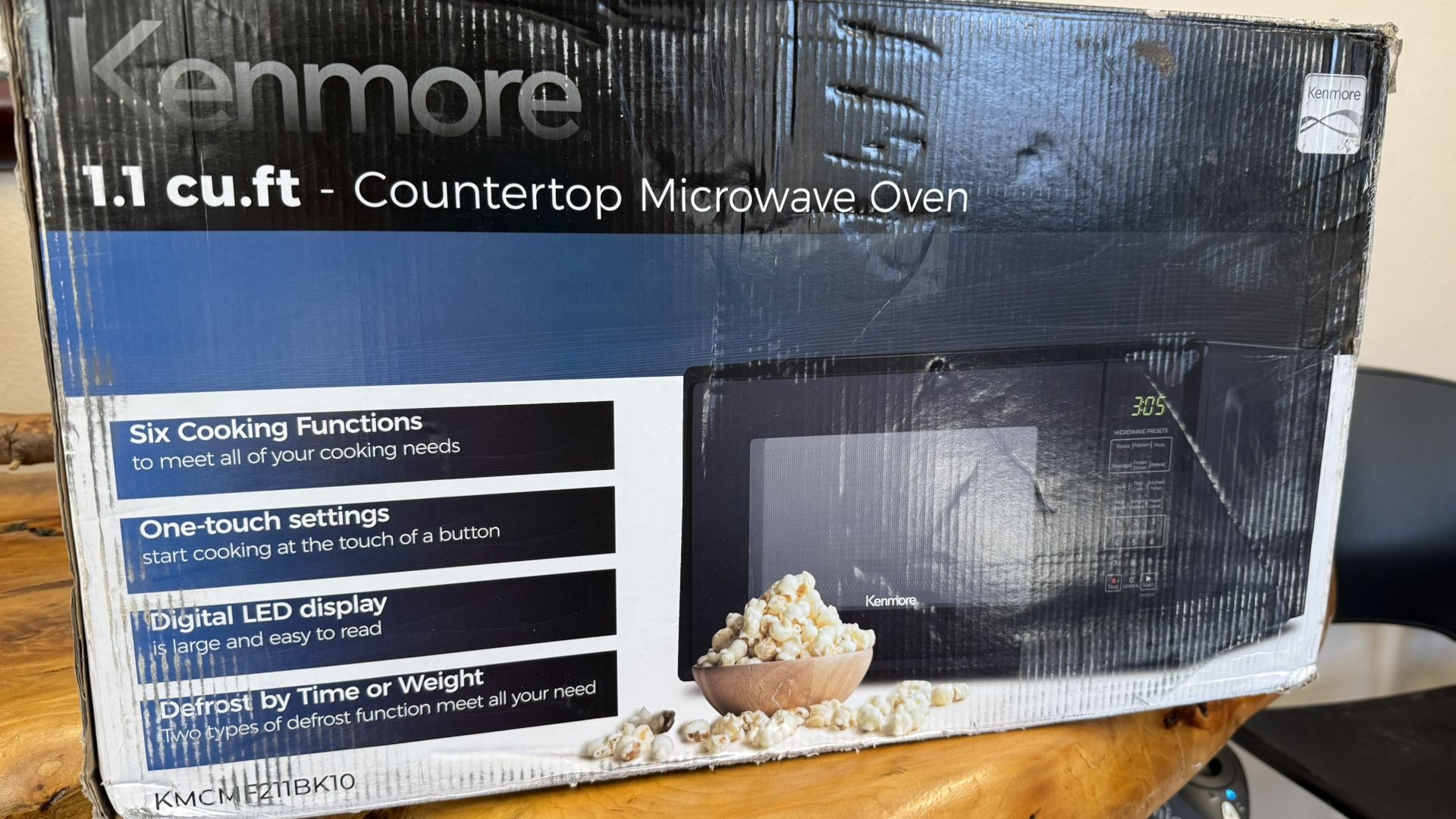 Kenmore 1.1 cu ft Microwave - Black: Countertop Oven, 1000W, Child Lock, 6 Programs