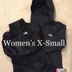 NORTH FACE / 3-in-1 TRI-CLIMATE Tuff Skin Ski /Snowboard + Fuzzy Fleece Coat Jacket w/ Hood / Women's X-Small (XS) / Retails $300+Tax / Brand New!! 