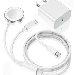 New Apple Watch Charger,Upgraded 2-in-1 USB C Fast iPhone Watch Charger [Apple MFi Certified] 6FT Magnetic Charging Cable 