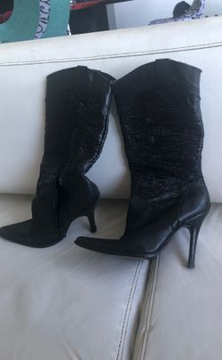 Black leather boots 6.5/7
